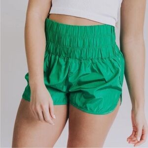 Free People Shorts kelly Green lined medium elastic waist the way home